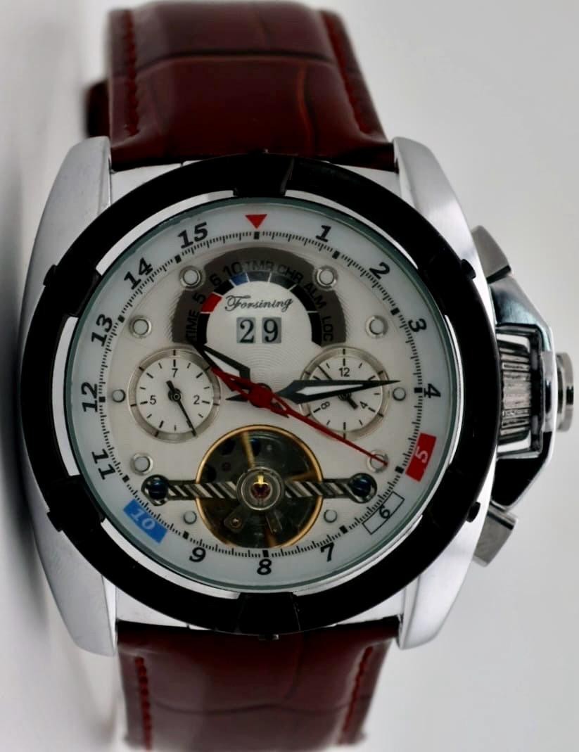 FORSINING - HERREN - AUTOMATIK - UHR - KALENDER - DATUM - LEDER - BRAUN2