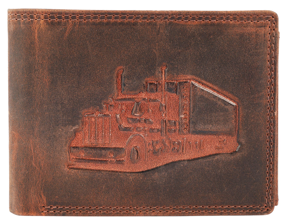 Akzent Leder Geldbörse RFID Schutz Echtleder Portemonnaie Geldbeutel Truck Motiv0