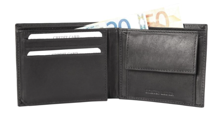 Akzent Basic Leder Portmonee Geldbörse Echtleder Geldbeutel  Schwarz Unisex Neu1