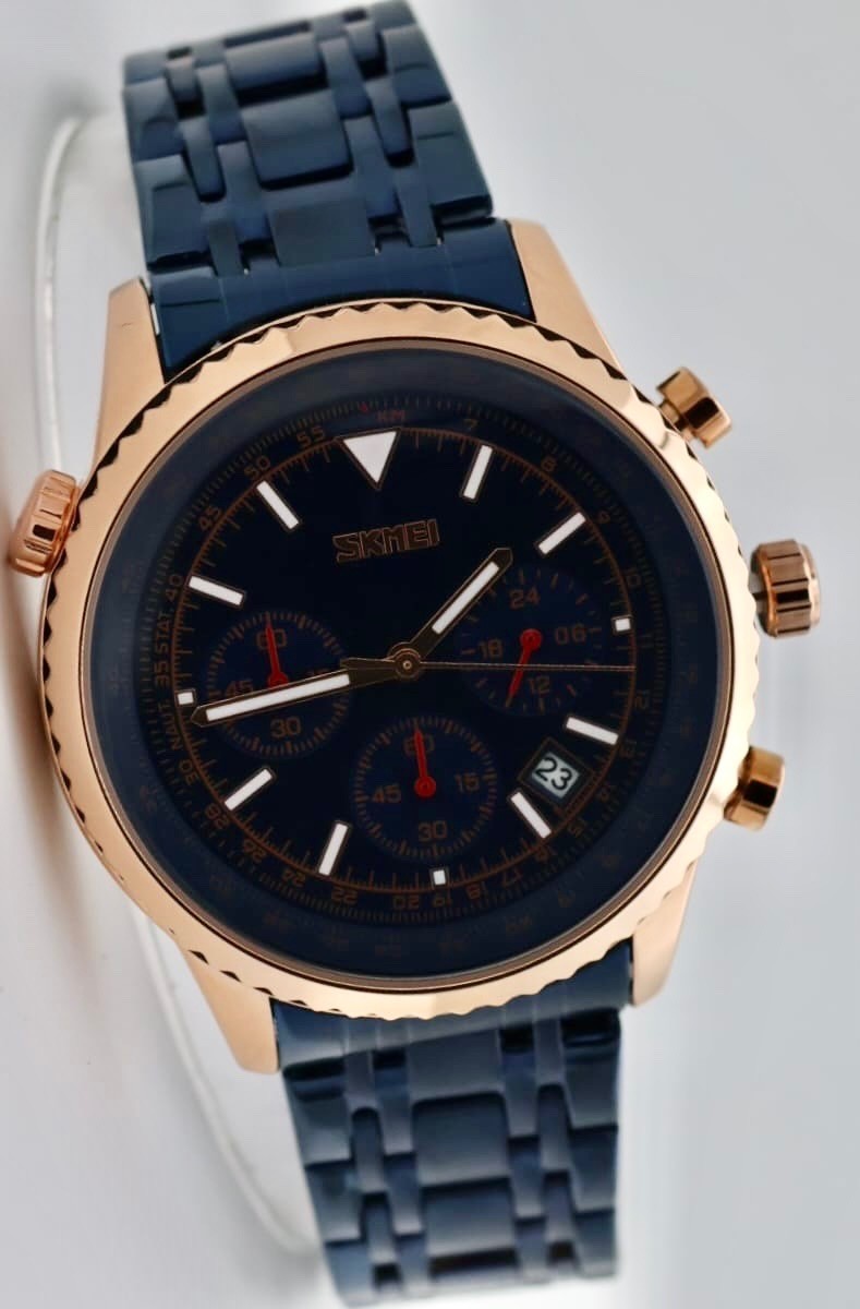 SKM - HERREN - UHR - CHRONOGRAPH - DATUMSANZEIGE - EDELSTAHL - 44MM - BLAU0