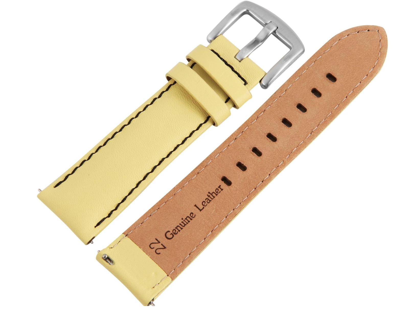 Steinmeister Uhrenarmband Echtleder Armband gelb schwarze Naht 22 mm2