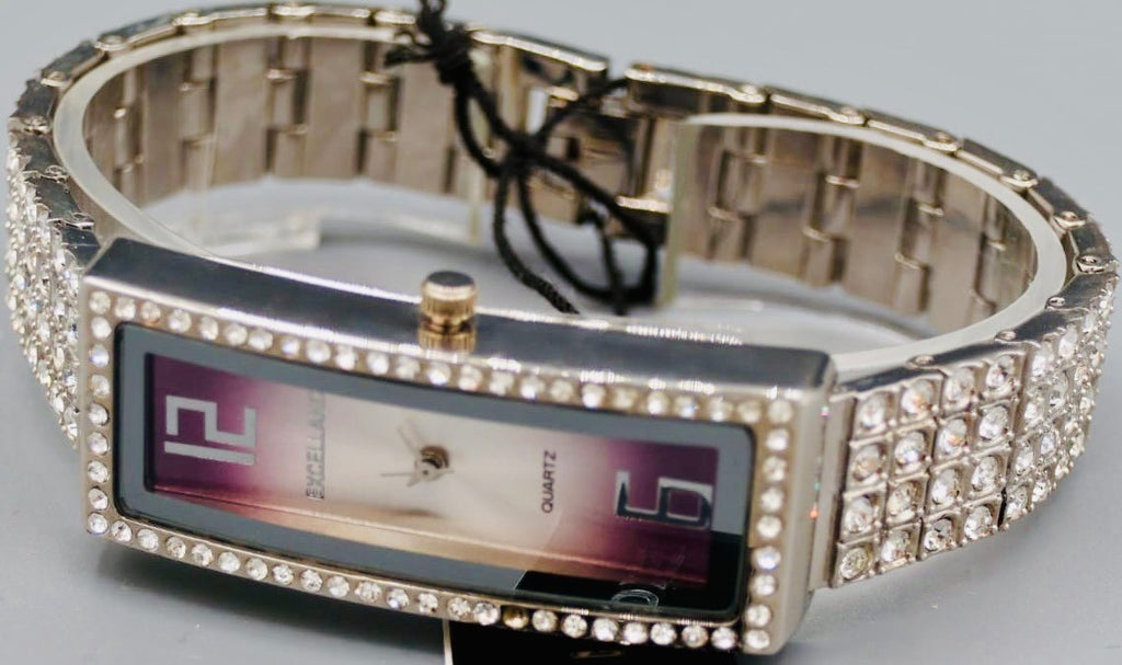 Excellanc Damen Frauen Armband Uhr Silber Farben Damenuhr Mineralglas Strass 111