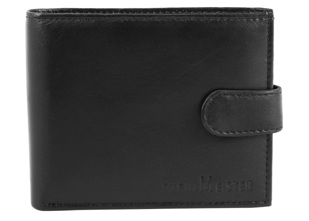 Steinmeister Schaf Leder Portmonee Geldbörse Echtleder Unisex  Schwarz Modisch0