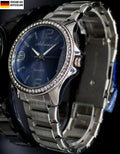 Adrina Damen Frauen Armband Uhr Silber Blau Farben Damenuhr Mineralglas Strass0