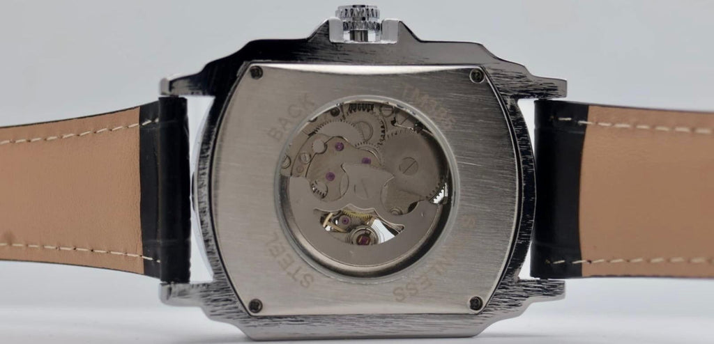 CAROTIF - AUTOMATIK - SKELETT - WATCH - TAG/NACHT ANZEIGE - SCHWARZ- LEDER - NEU3