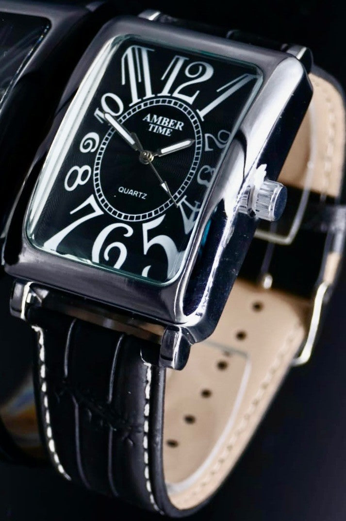 XL Herren Armband Männer Uhr Schwarz Analog Quarz NEU1