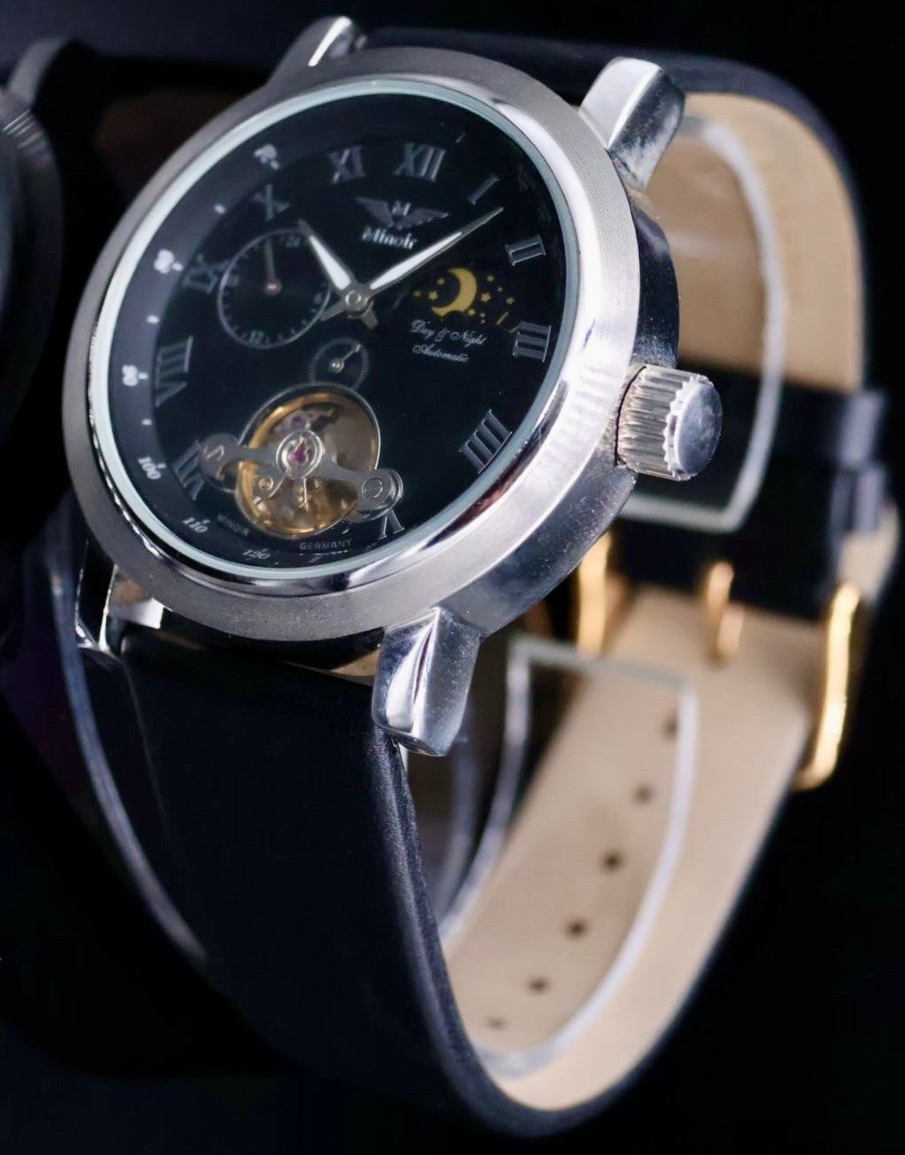 Mega Edle Herren Uhr Automatikuhr Armbanduhr Minoir LUXUS mit offener Unruh TOP0