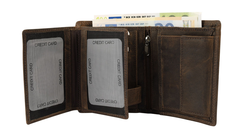 Akzent Leder Geldbörse RFID Schutz Echtleder Portemonnaie Anker Motiv Braun 12