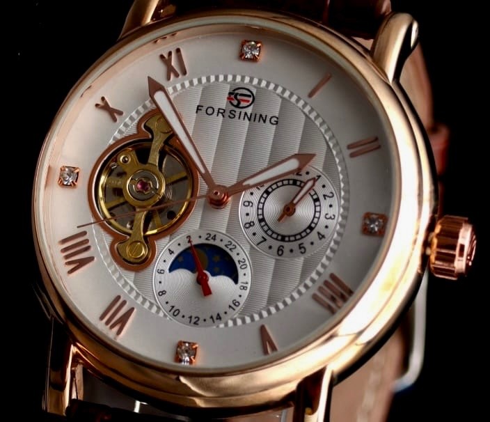 Classic Herren Männer Automatik Uhr Weiß Braun Farben mit Lederarmband *NEU*1