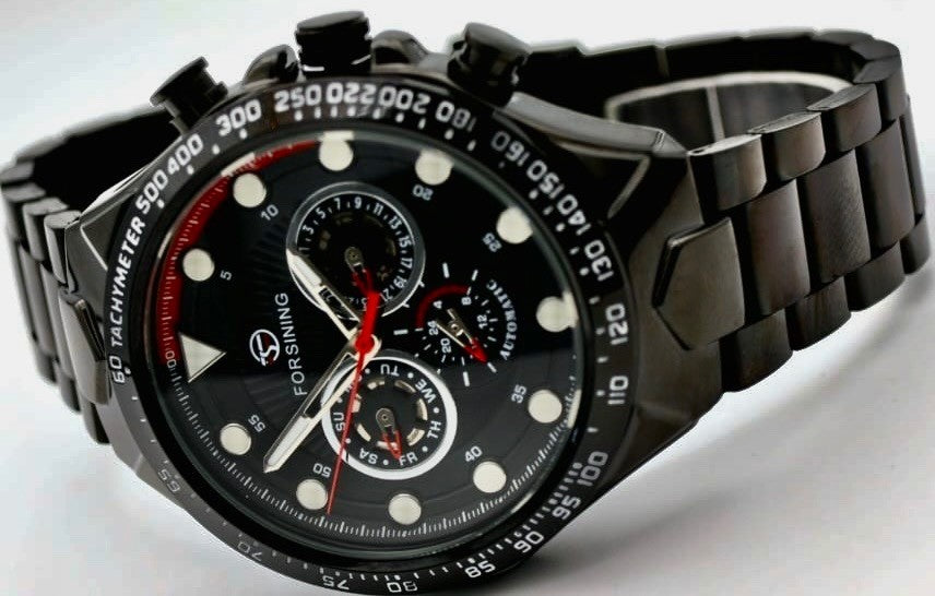 Sportliche Herren Männer Automatik Uhr Schwarz Farben Chronographenfunktion Top1