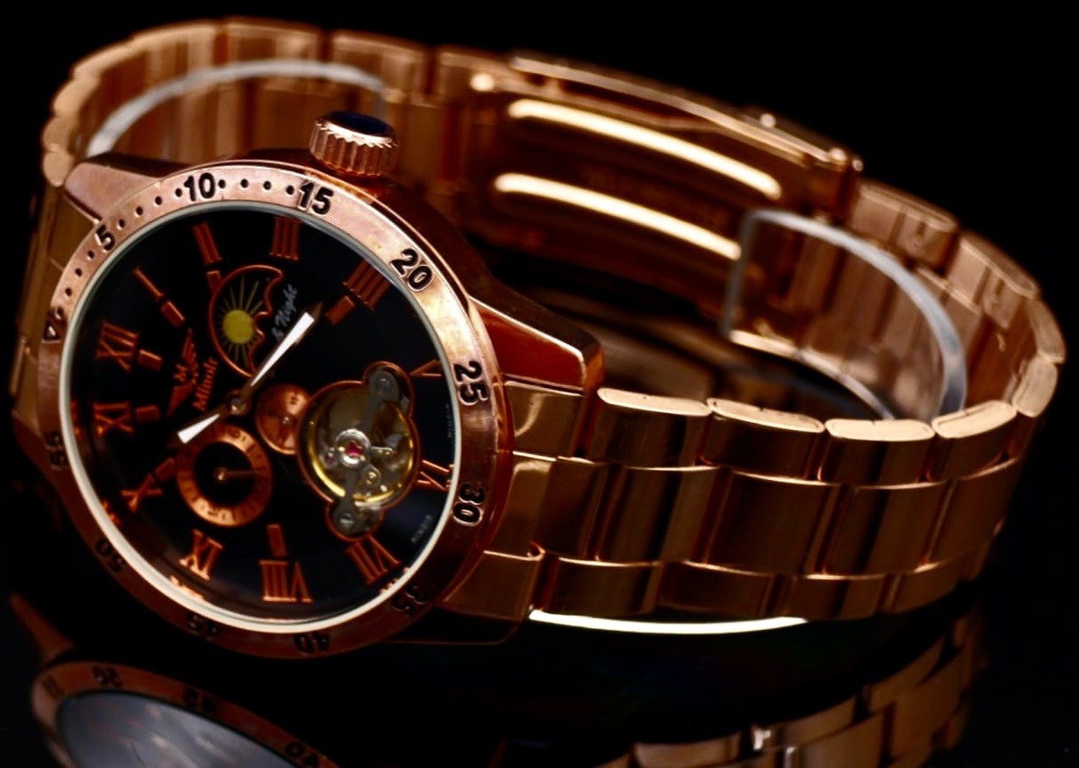 TOP Minoir Herren Uhr Automatikuhr Armbanduhr Schwarz Roségold Farben Herrenuhr1