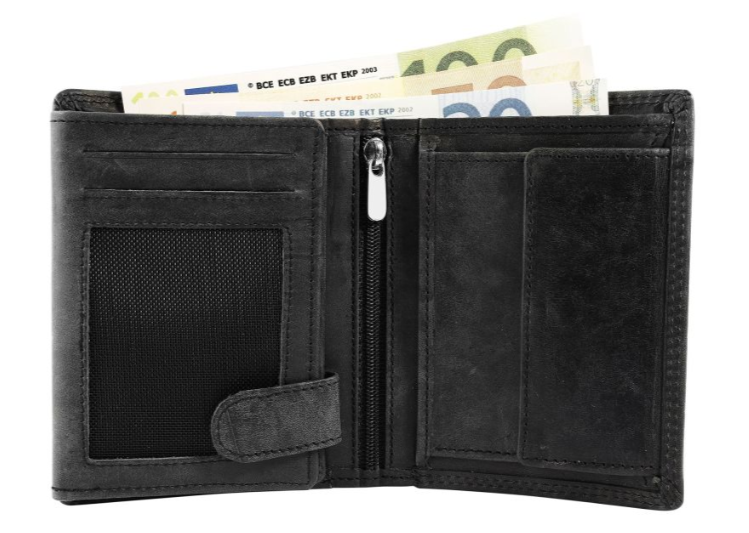 Akzent Leder Portemonnaie Geldbörse Portmonee Echtleder Schwarz RFID Schutz1