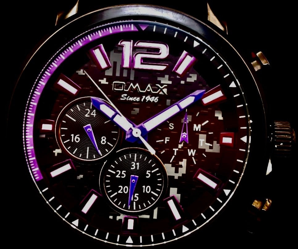 Omax Herren Armband Uhr Schwarz Kalenderanzeige Tag Datum 24 Stundenanzeige NEU2