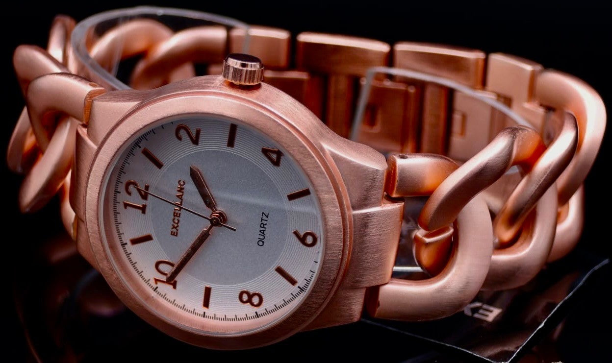 Top Excellanc Damen Frauen Armband Uhr Rosé Weiß Farben Damenuhr Kettenarmband1