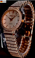 Excellanc Damen Frauen  Armband Uhr Rosé Farben Damenuhr Mineralglas Crystal0