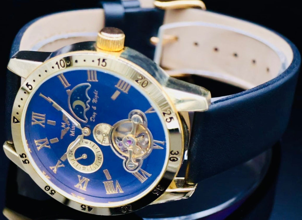 Edle Minoir Avignon Herren Uhr Automatikuhr Armbanduhr Herrenuhr mit Lederband0