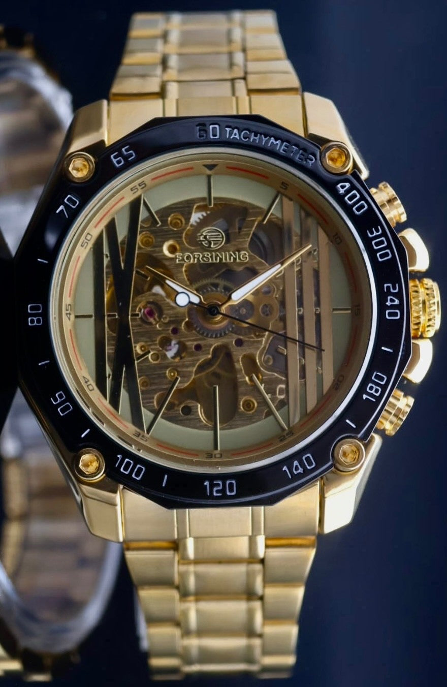 FORSINING - HERREN - AUTOMATIK - UHR - 48MM - EDELSTAHL - GOLD - SKELETTUHR1