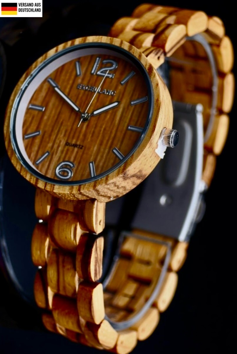 Excellanc Damen Frauen Holz Armband Uhr Braun Farben Damenuhr Olivenholz0