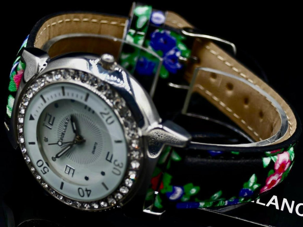 Excellanc Damen Frauen Armband Uhr Silber Farben Muster Damenuhr Strass0