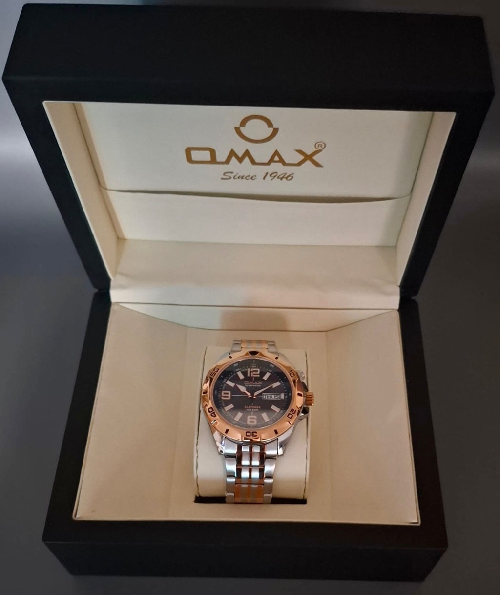 Mega Edle Omax Sapphire ILLUMINATOR   Herren Armband Uhr IP Veredelt Neu mit Box3