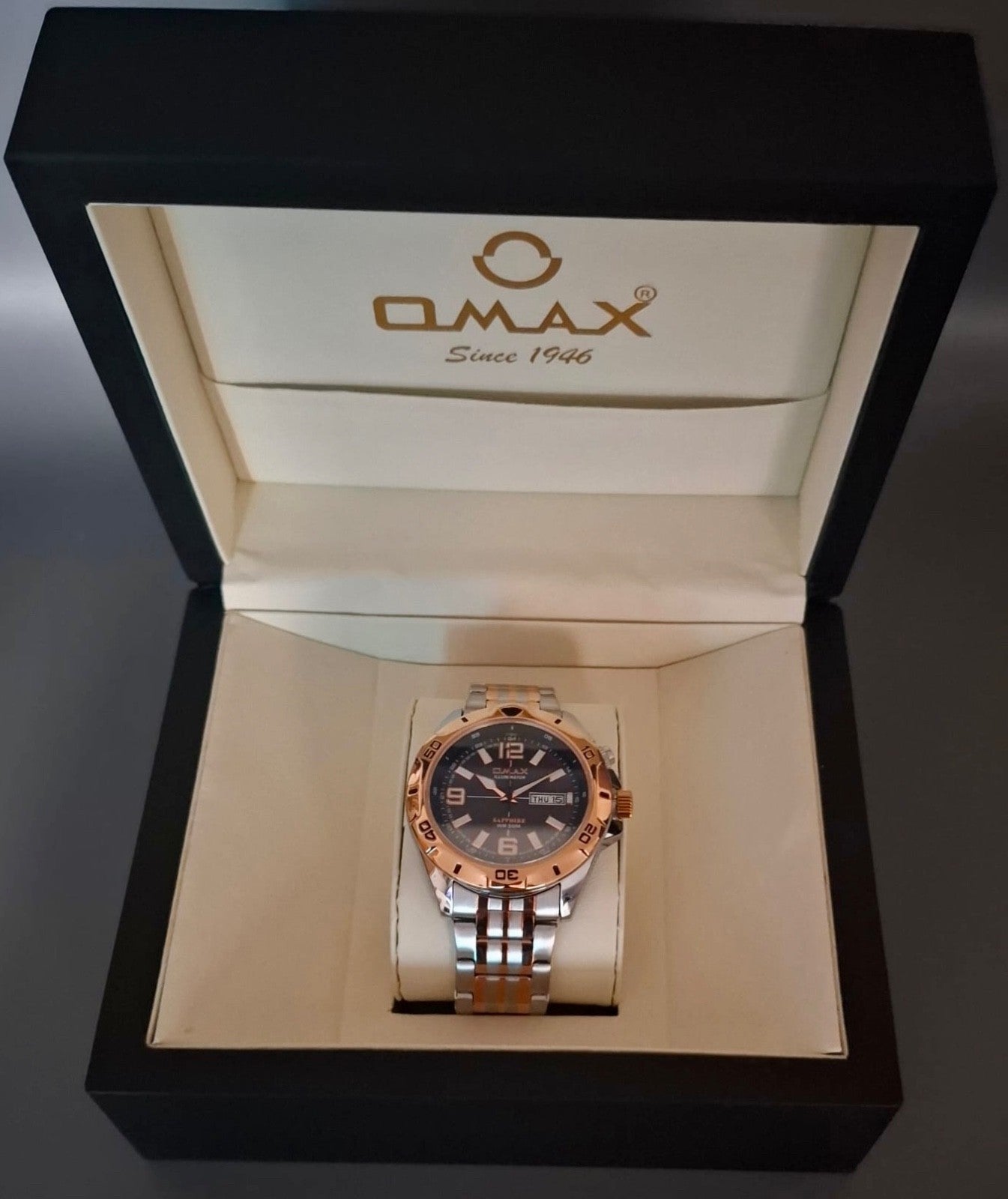 Mega Edle Omax Sapphire ILLUMINATOR   Herren Armband Uhr IP Veredelt Neu mit Box3