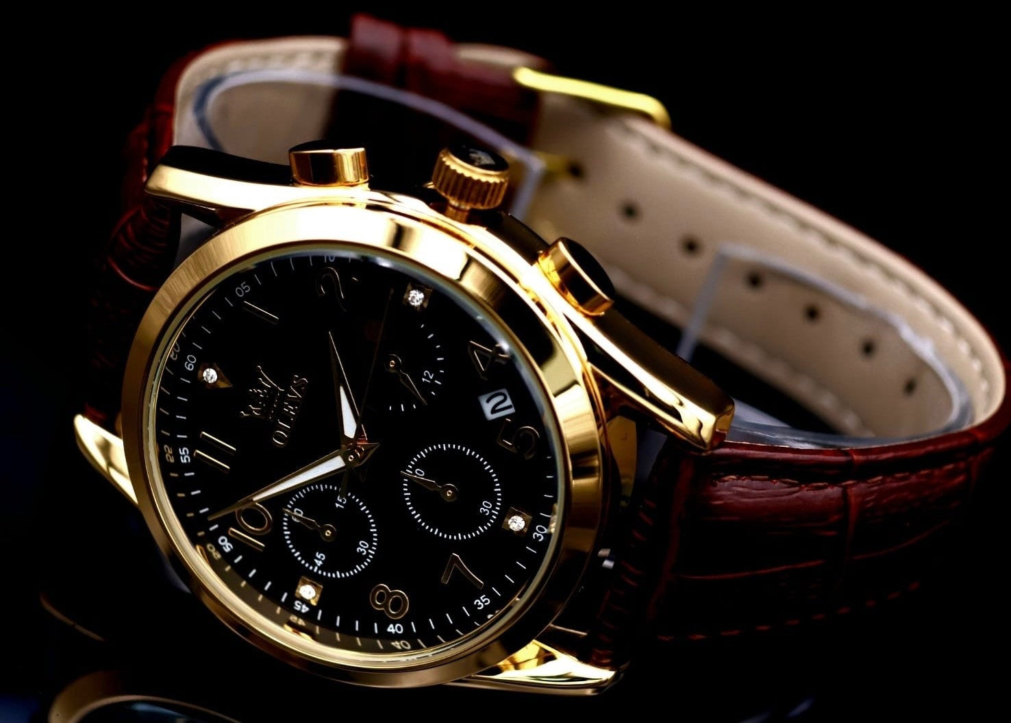 Edle Herren Männer Armband Uhr Chronograph Stoppuhr Datum NEU * 271