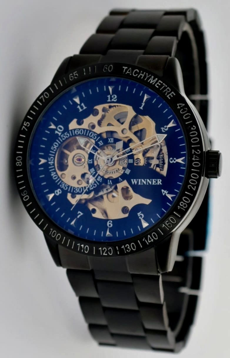 Winner Herren Uhr Automatik Armbanduhr Schwarz Skelettuhr 42mm Luxus Design2