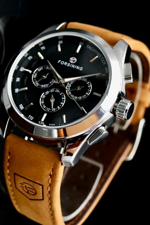 Herren Männer Automatik Uhr Schwarz Braun Farben Kalender Datum NEU1