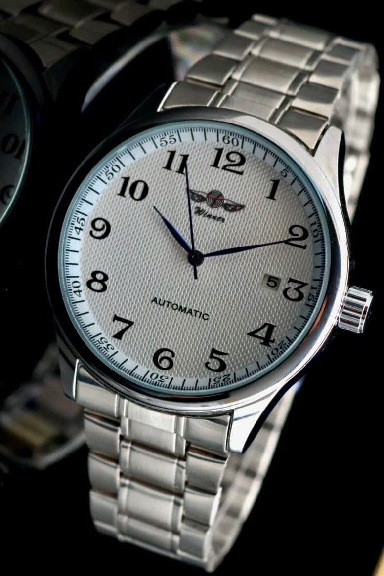 WINNER - HERREN - AUTOMATIK - UHR - DATUM - WEISS / SILBER - 42MM0