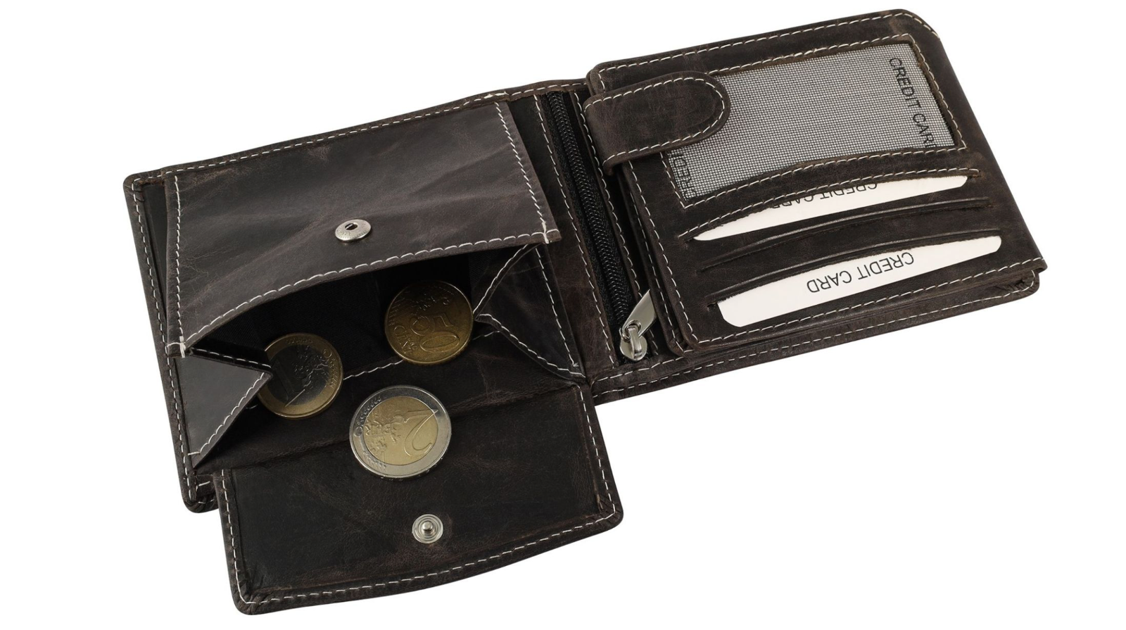 Akzent Unisex Synthetikleder Geldbörse Portemonnaie Geldbeutel dunkelbraun NEU3