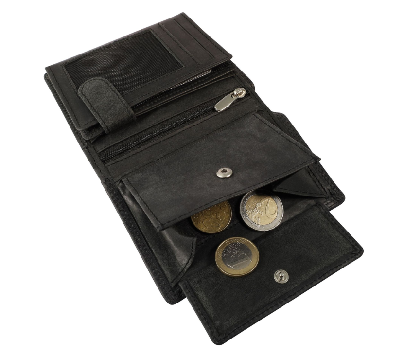Akzent Leder Geldbörse RFID Schutz Echtleder Portemonnaie Angler Motiv Schwarz3