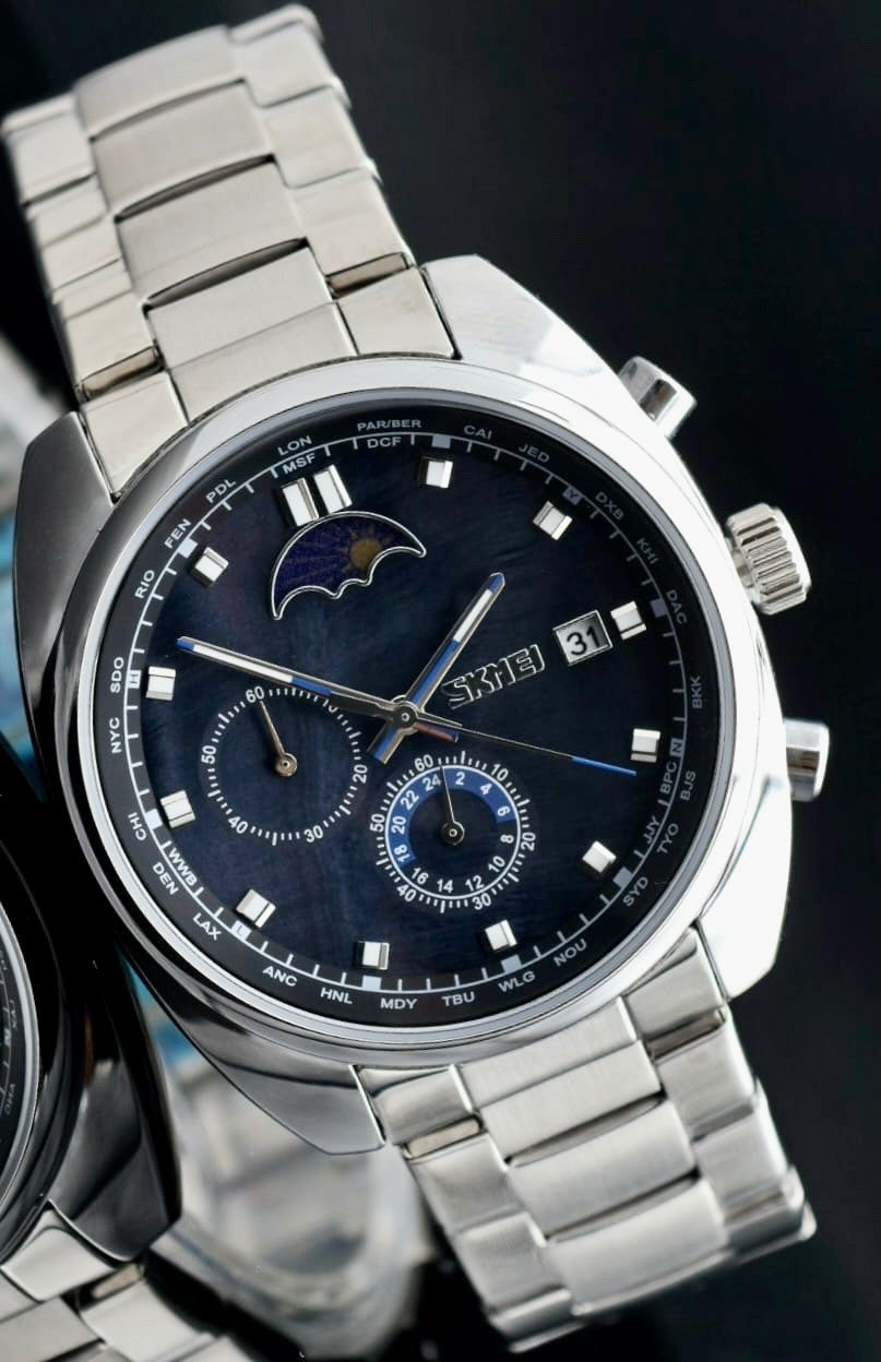 HERRENUHR - SKM  -  CHRONOGRAPH - EDELSTAHL - TAG/NACHT ANZEIGE - DATUM - 44MM0