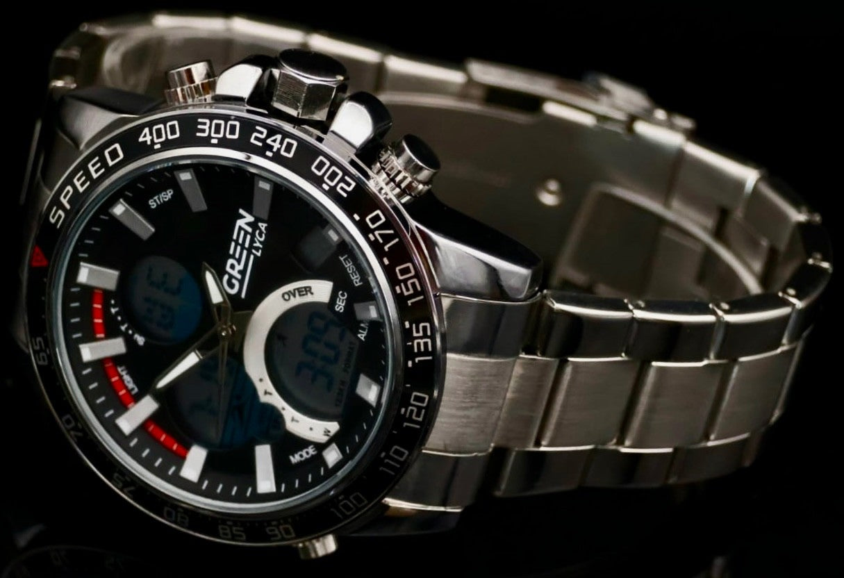 XL Green Digitale Herren Männer Armband Uhr Silber Schwarz Farben NEU1