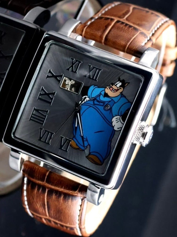 Disney Automatik Uhr Limitierte Edition Kater Karlo Sammlerstück Retro Echtleder1