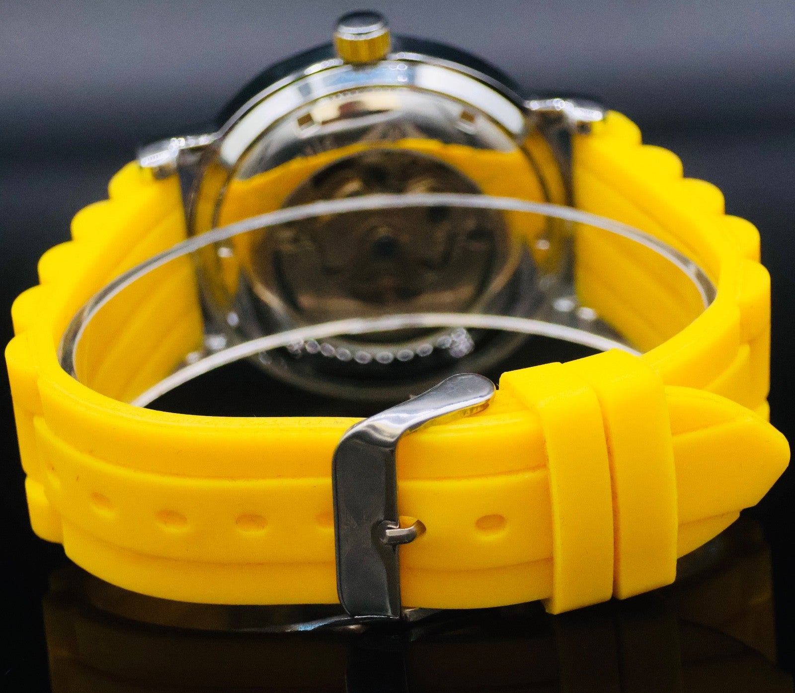 Mega Edle Herren Uhr Automatikuhr Armbanduhr Minoir im sportlichen Design Gelb2