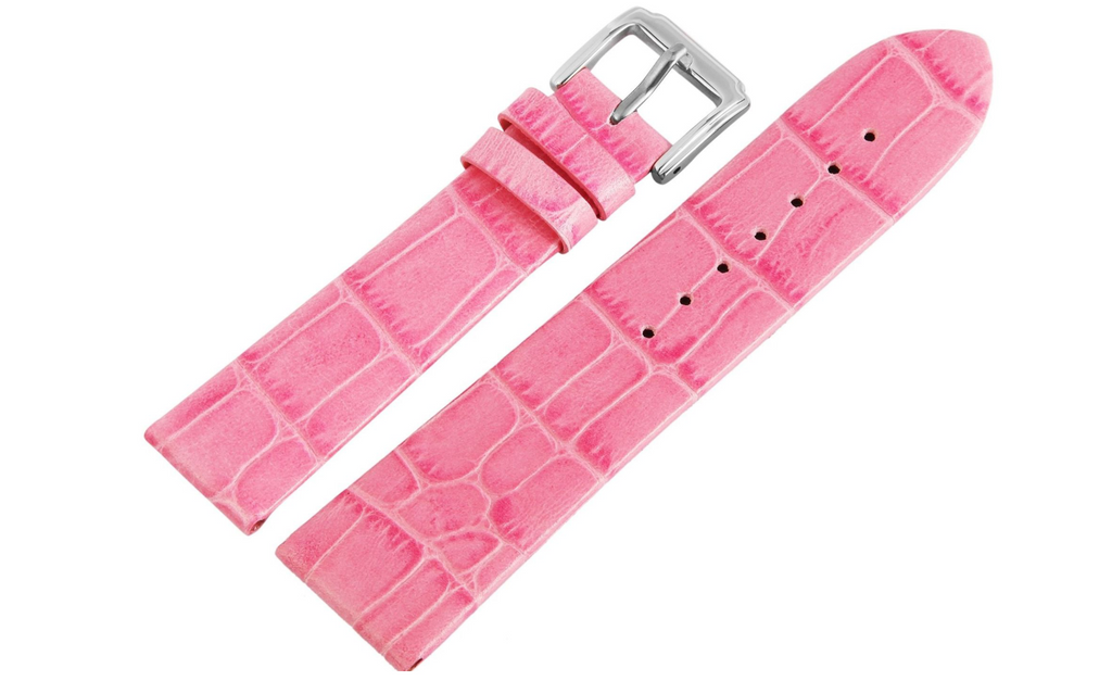 Steinmeister Uhrenarmband Echtleder Armband rosa  in Krokooptik 20 mm0