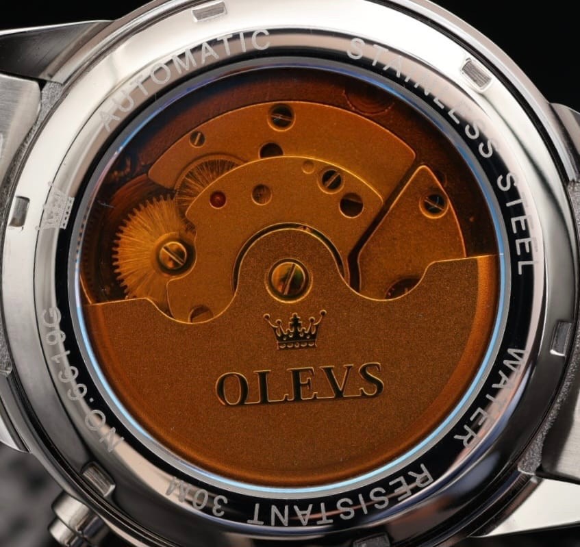 OLEVS Automatik Herren Armband Uhr Herrenuhr Blau Silber Farben + Kalender Neu2