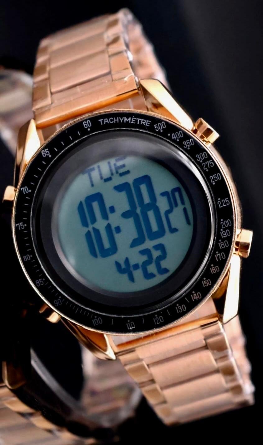 Klassische Digital Herren Männer Uhr Armbanduhr Roségold Farben 42mm NEU0