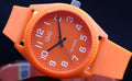 Q&Q by Citizen Unisex Armband Uhr Orange Farben 41mm Silikonband Sportdesign Neu0