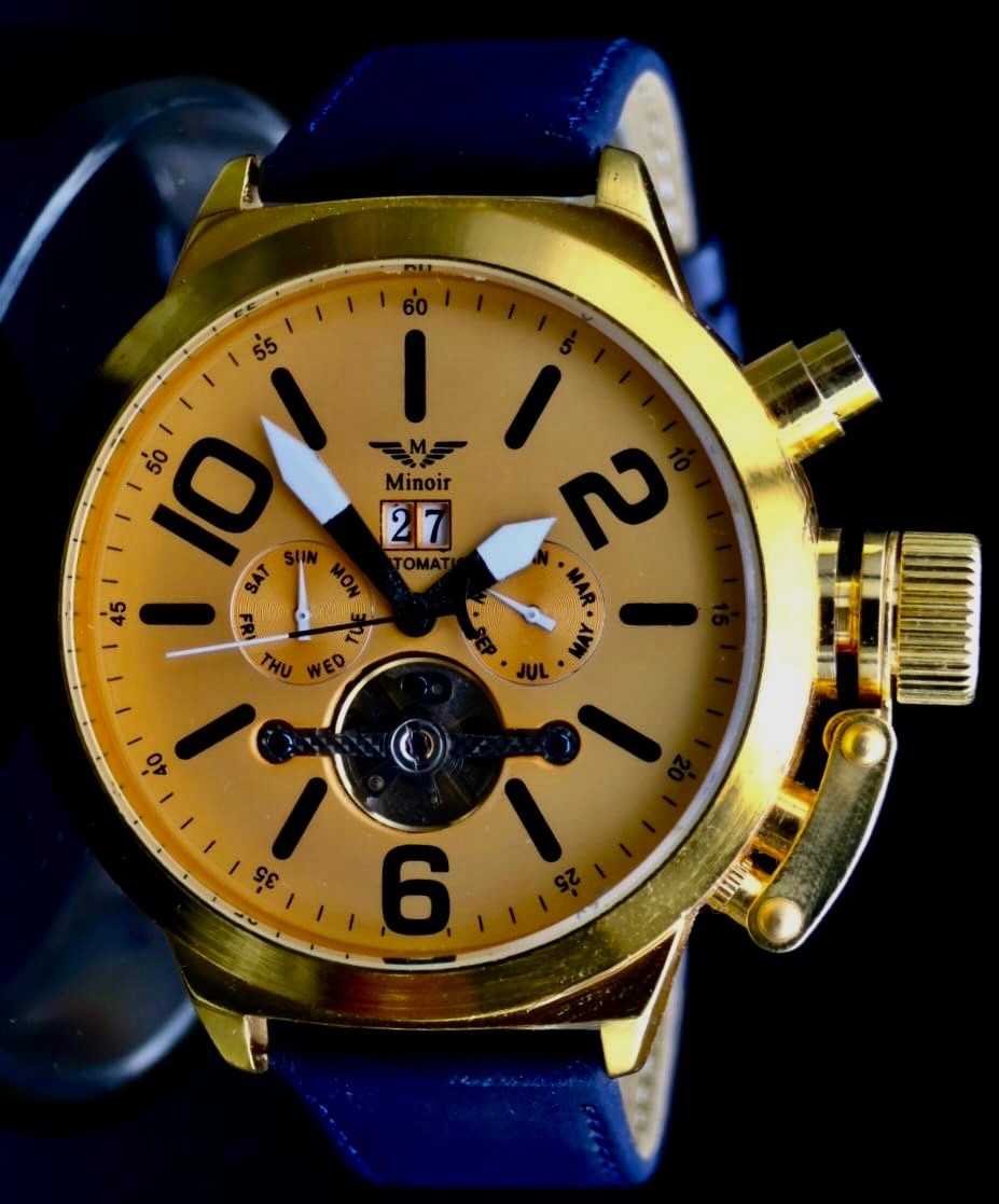 Mega Edle XXL Herren Männer Uhr Automatikuhr Armbanduhr Minoir Herrenuhr B-WARE0