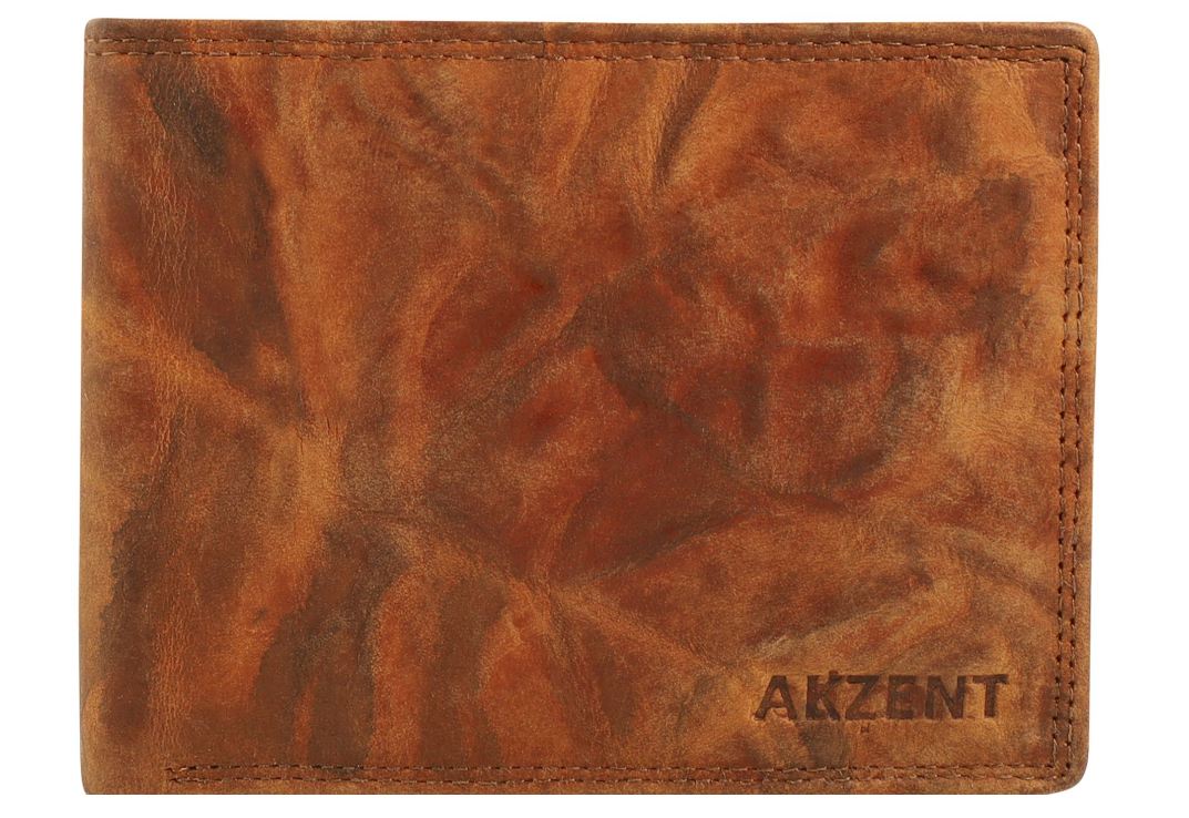 Akzent Leder Braun Portemonnaie Geldbeutel Portmonee Echtleder Unisex Neu 60