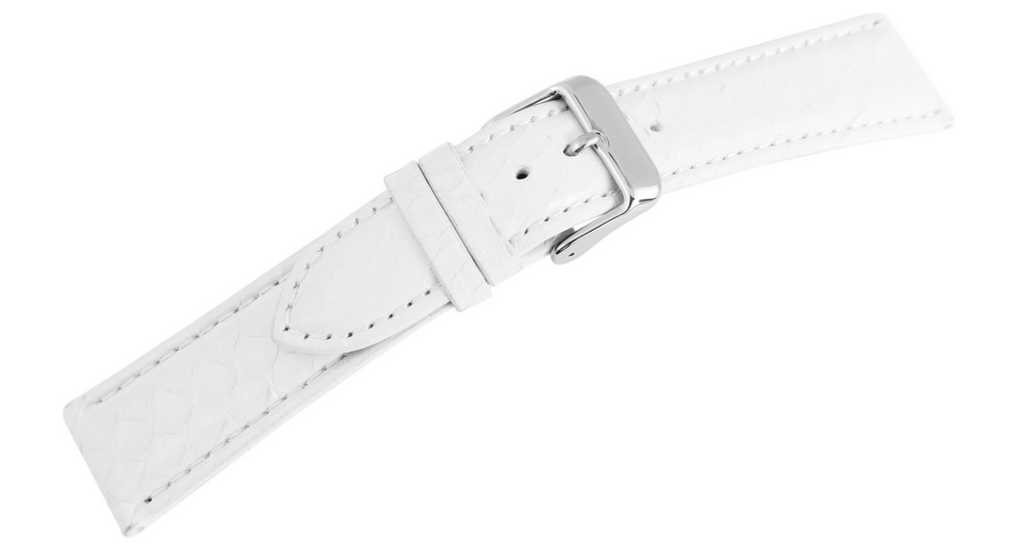 Steinmeister Uhrenarmband Echtleder Armband weiß Schlangenleder gepolstert 24 mm1