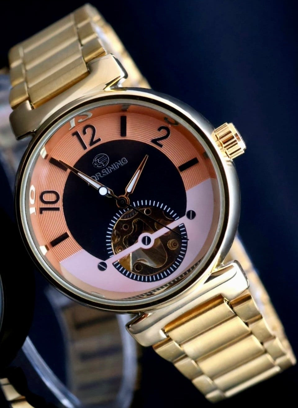 FORSINING - HERREN - AUTOMATIK - UHR - SKELETTUHR - EDELSTAHL - GOLD - 40MM0