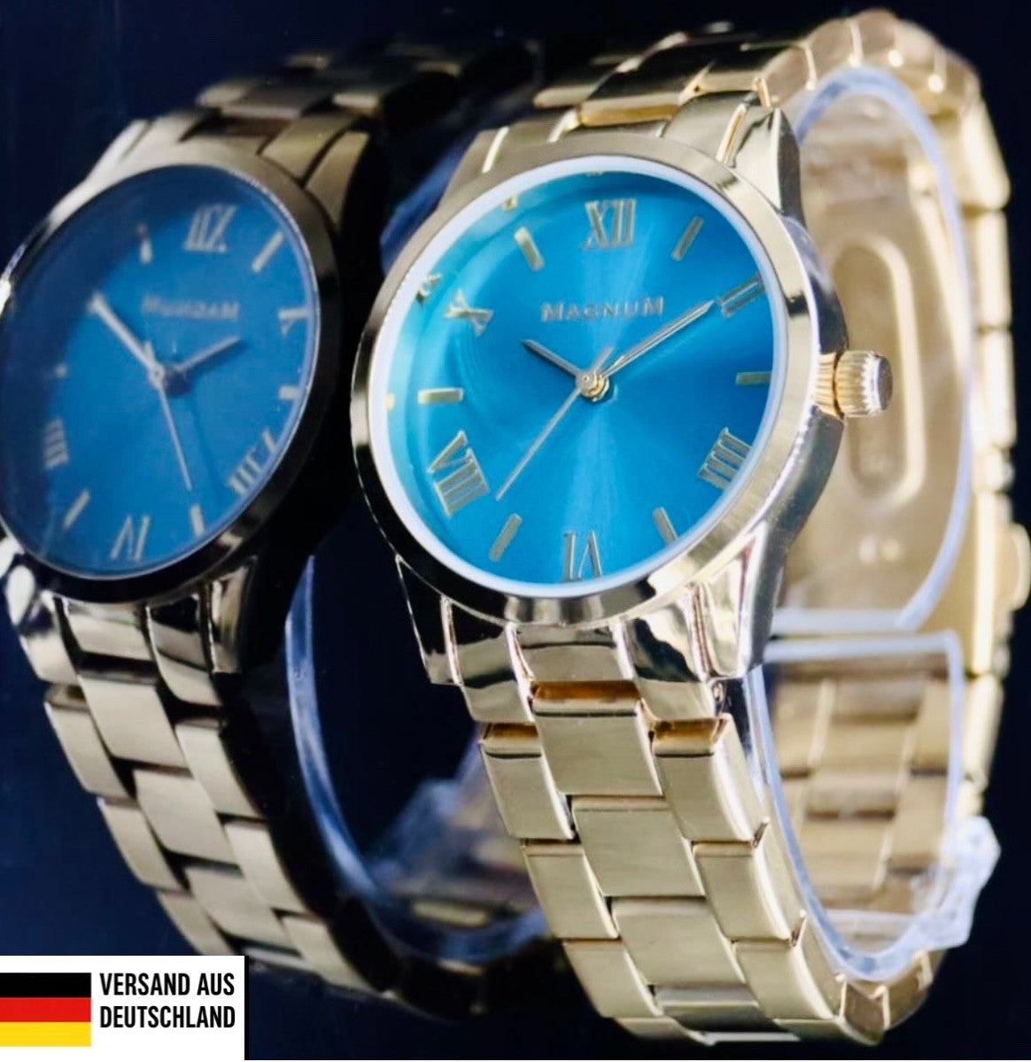 Excellanc Damen Armband Uhr Gold Türkis Farben Damenuhr #10