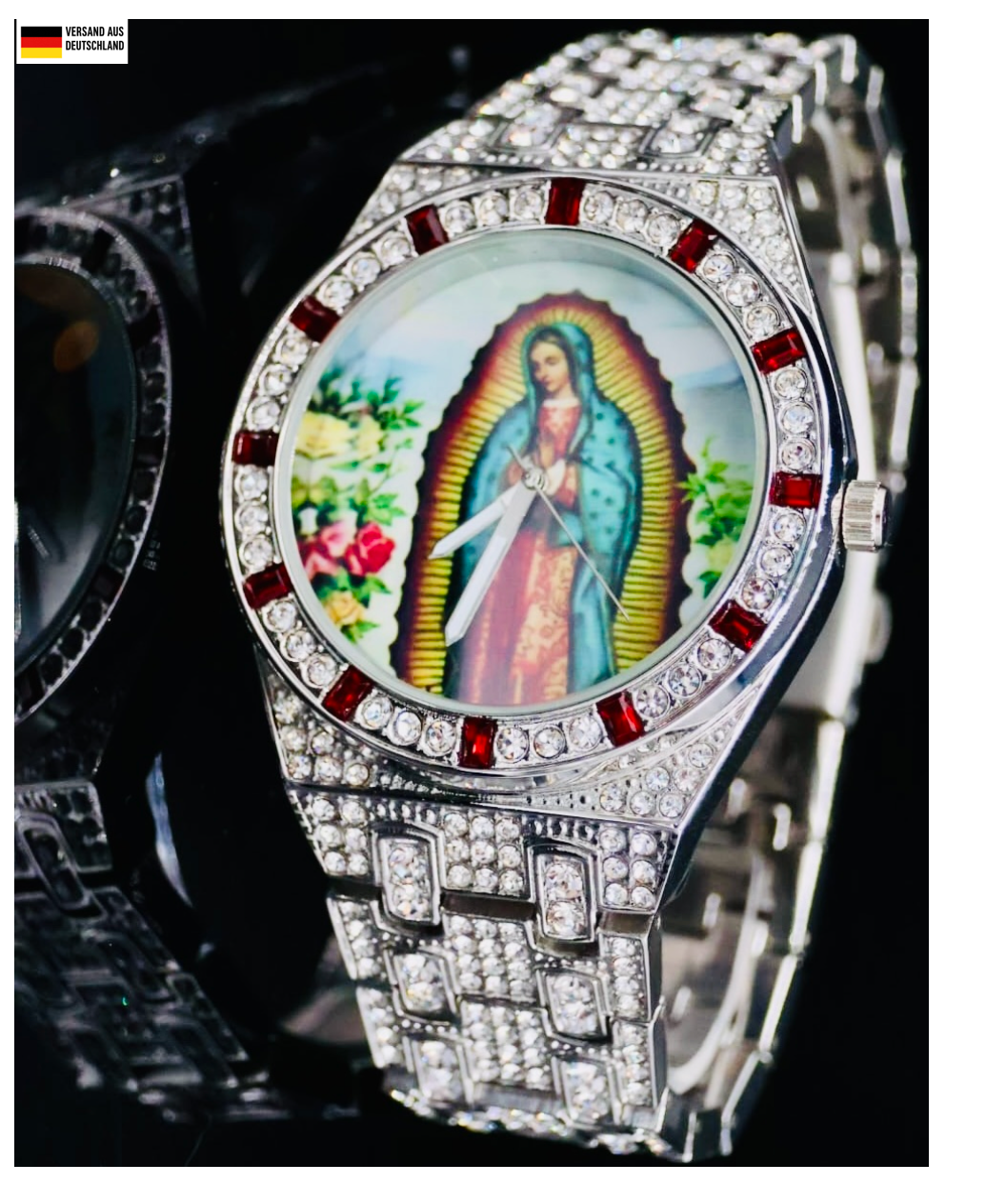 Kingstar Herren Armband Herren Uhr Silber Farben Strass Neu0