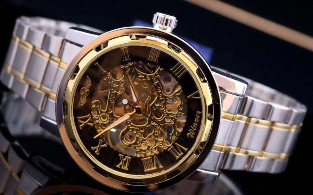 WINNER - HERREN - UHR - HANDAUFZUG - MECHANISCH - SKELETTUHR - 42MM - BICOLOR0