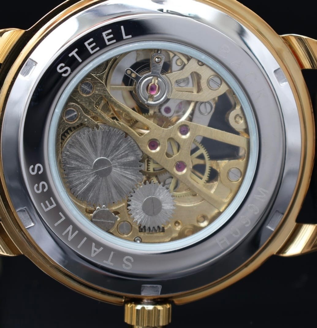 T-Winner Herren Automatik Uhr Herrenuhr Mechanisch Gold Schwarz Farben Leder3