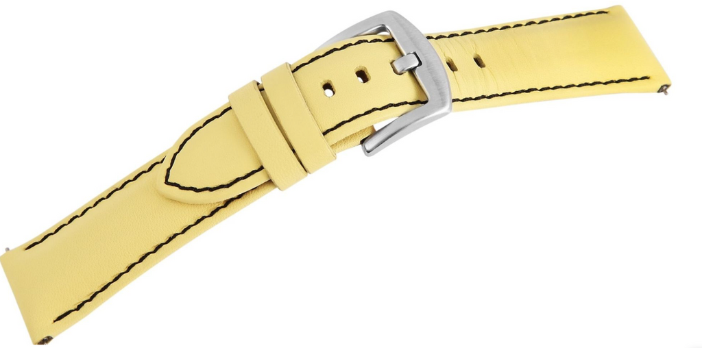 Steinmeister Uhrenarmband Echtleder Armband gelb schwarze Naht 22 mm1