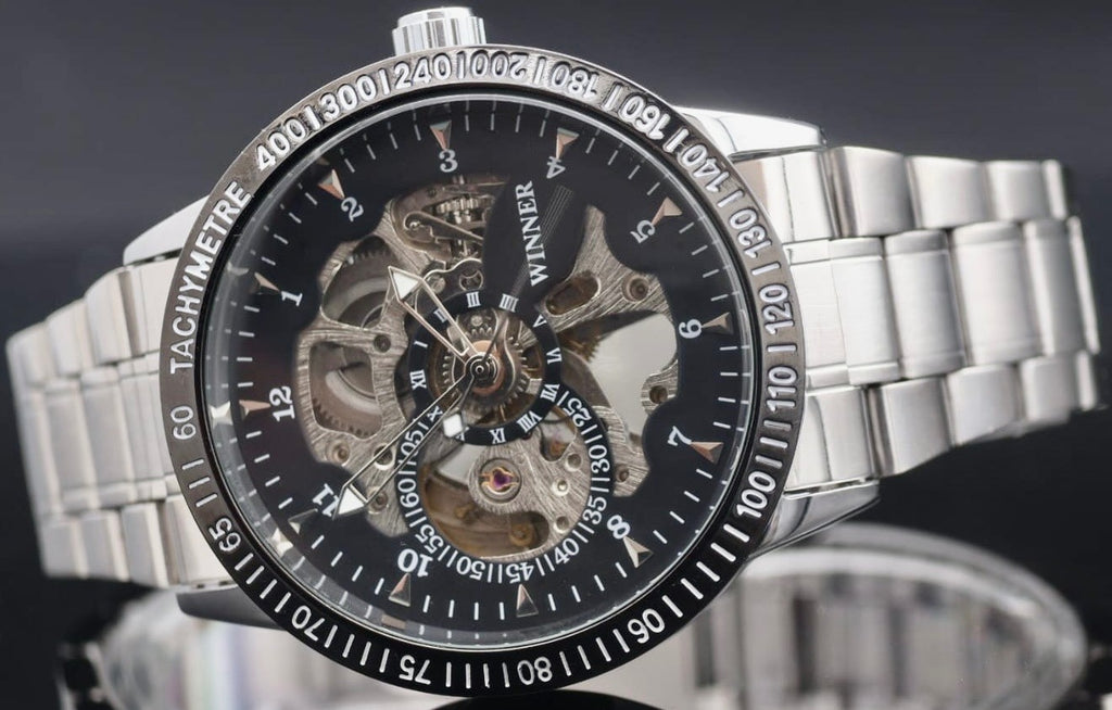 WINNER - AUTOMATIK - UHR - HERREN - SKELETTUHR - EDELSTAHL - 44MM - SILBER1