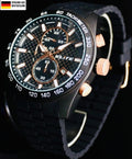 Elite Herren Silikon Armband Uhr Chronograph Schwarz Datum sportliches Design0
